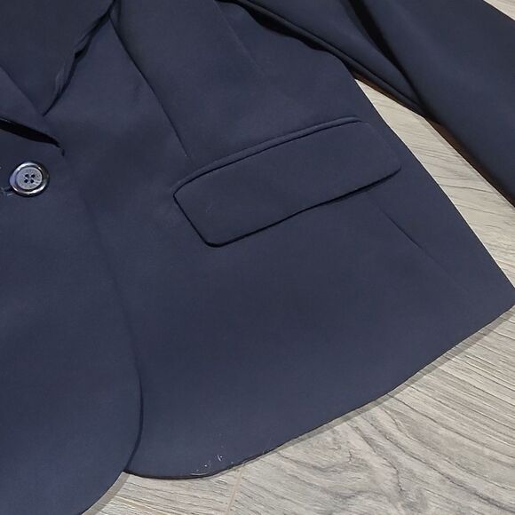 Navy Karl Lagerfeld Ruffle Lined Button Blazer - Picture 3 of 8